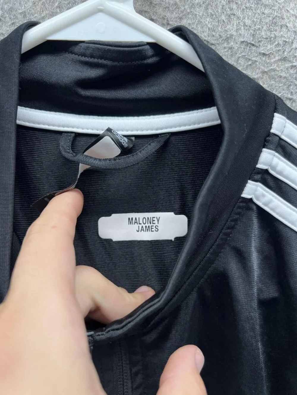 Adidas Track Jacket Mens XL Black Full Zip 3-Stripes James Maloney Gym Rugby